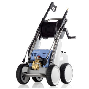 Quadro 1500 TS T DK เครื่องอัดฉีดน้ำแรงดันสูง 140 บาร์ 1,400 รอบ (400V) Total Stop หัวฉีดน้ำวน 4 ล้อ โลม้วนสายอัดฉีด (L)